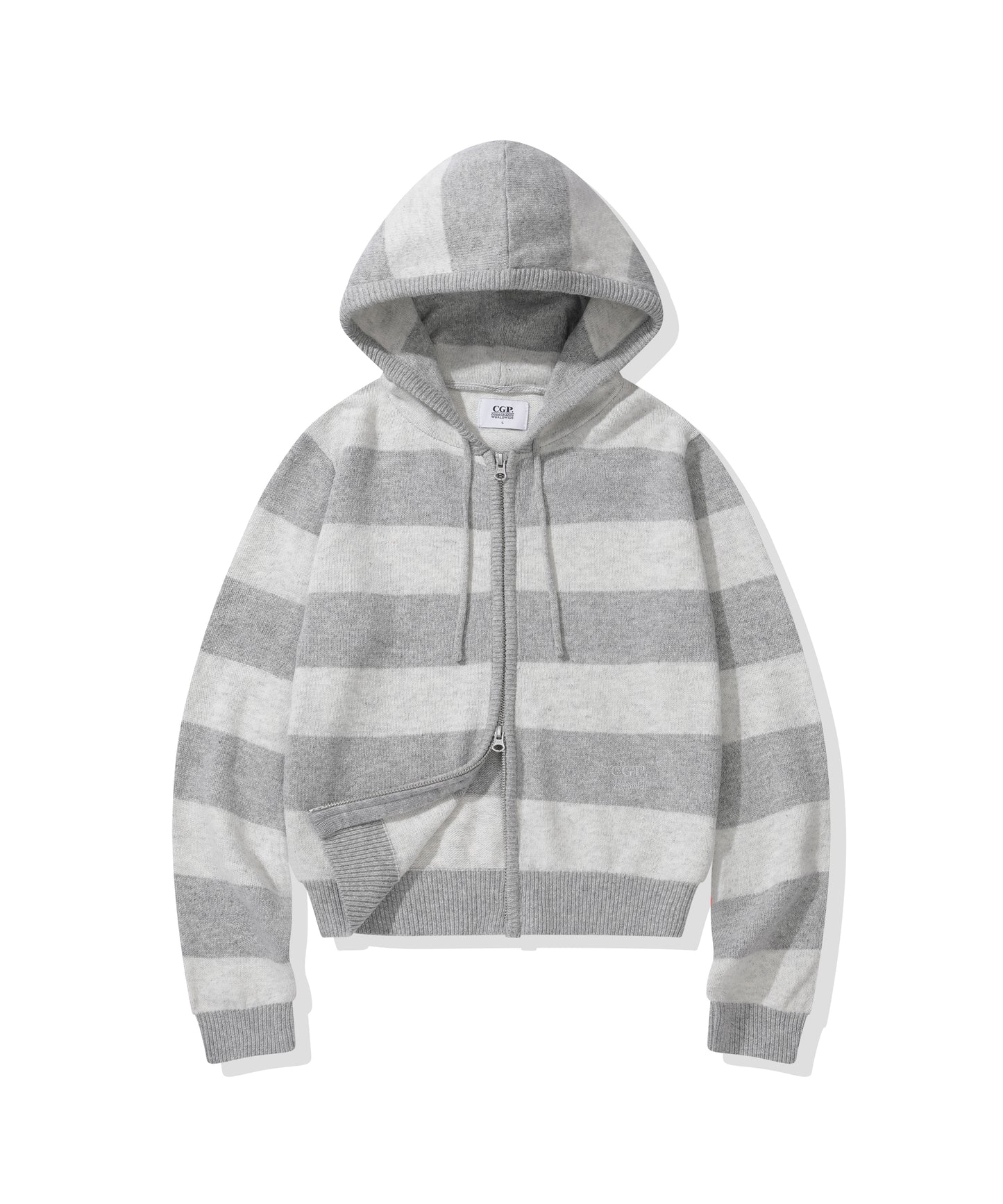 (Women's) Striped Knit Hooded Zip-up CBFSWKC001