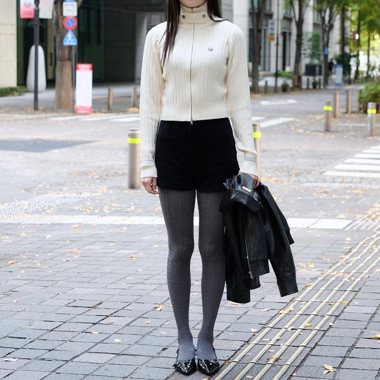 Drivers Neck Buttan Zip Knit