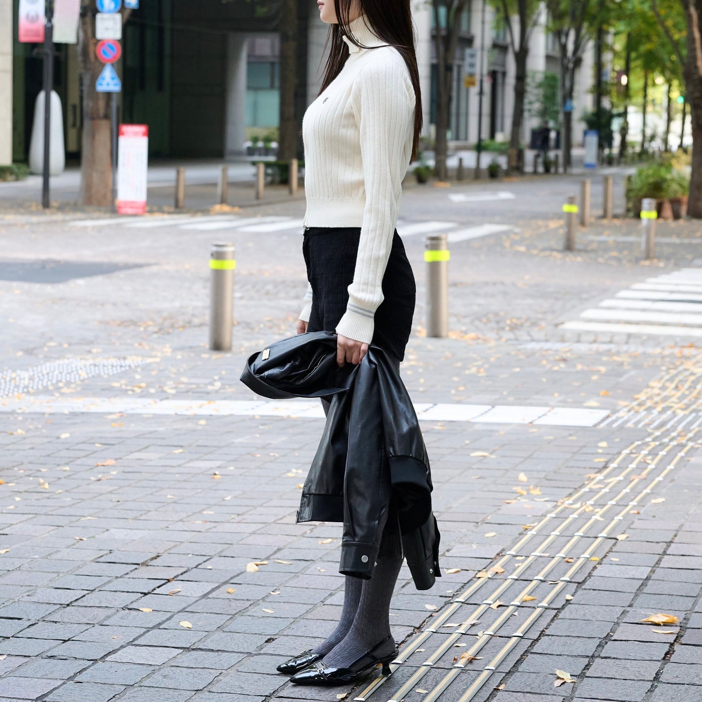 Drivers Neck Buttan Zip Knit