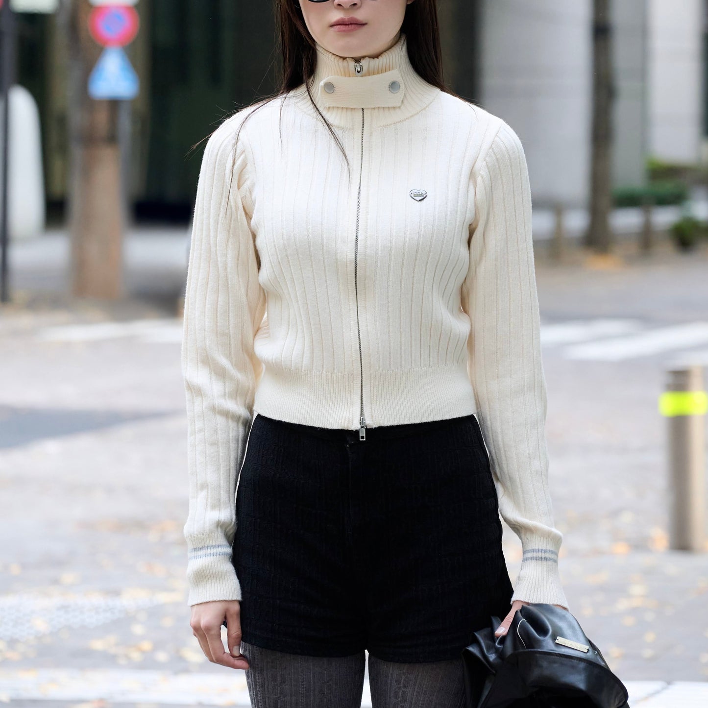 Drivers Neck Buttan Zip Knit