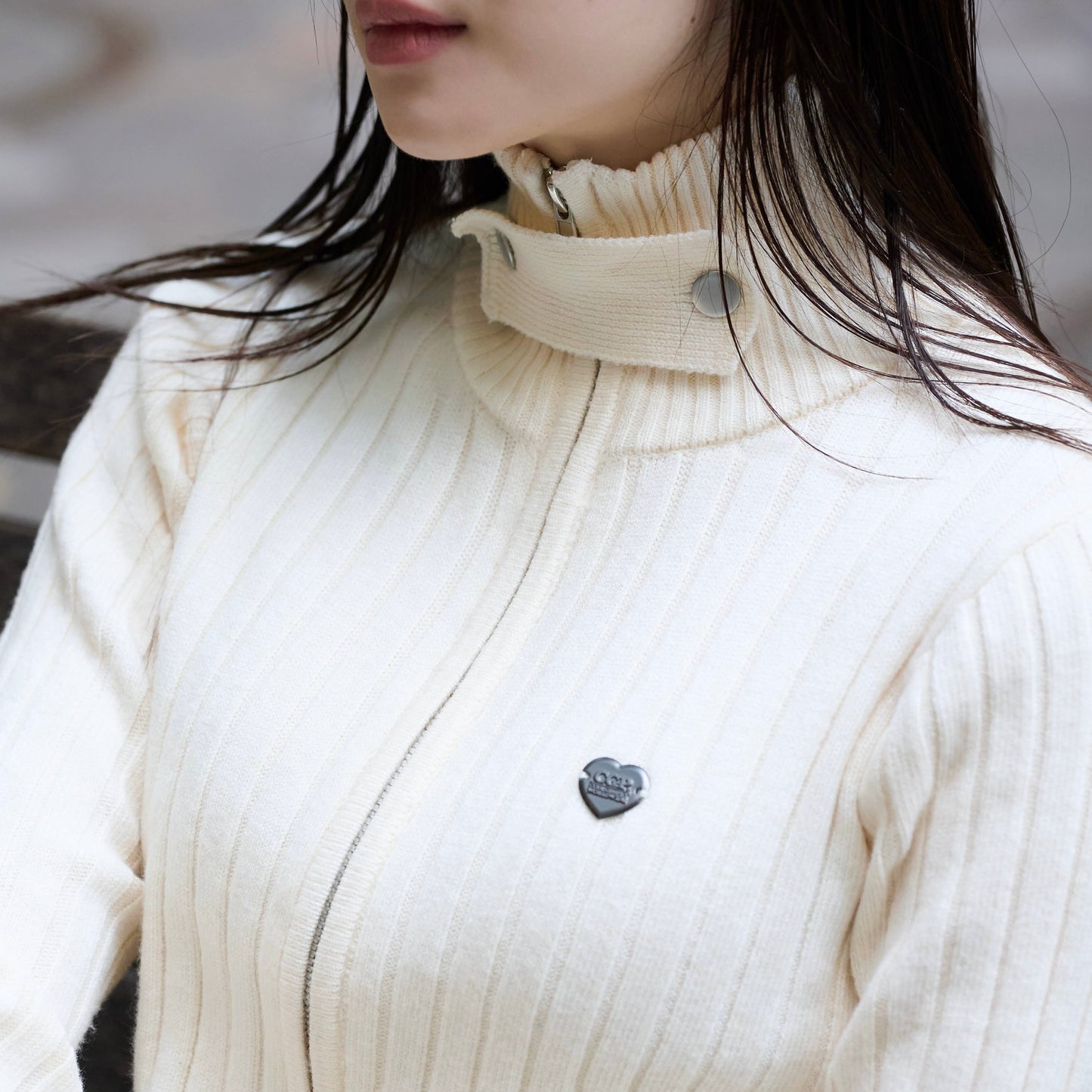 Drivers Neck Buttan Zip Knit