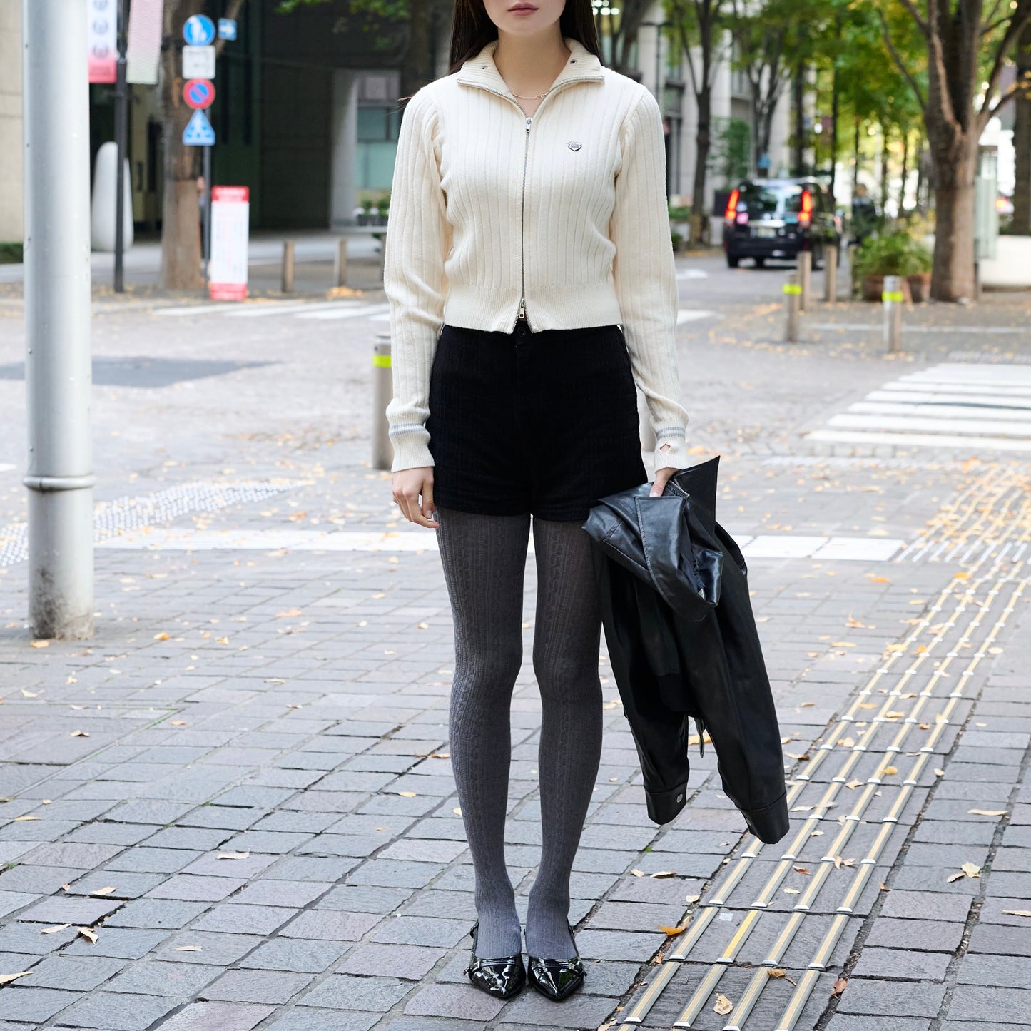 Drivers Neck Buttan Zip Knit